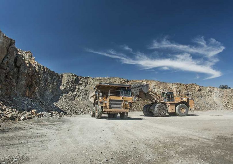 Heavy vehicles at Gunlake Quarry.