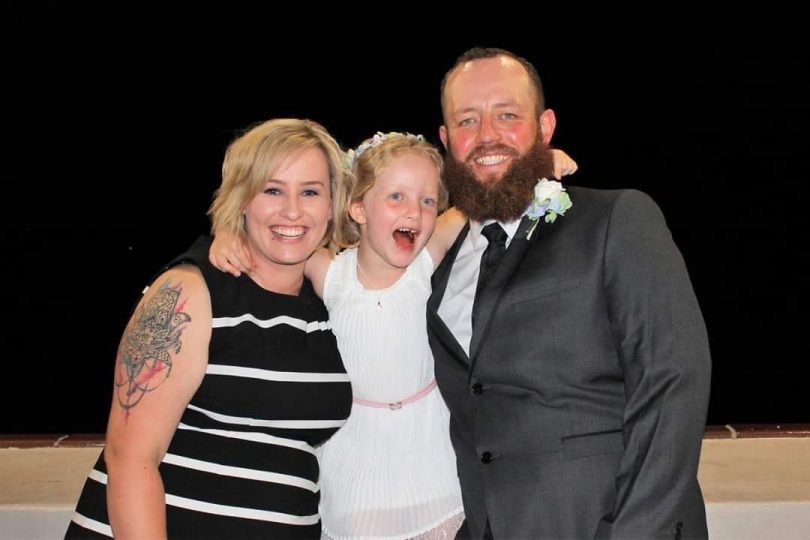 Canberrans Taylor Keat, step-daughter Bella Evans and partner Daniel Evans.