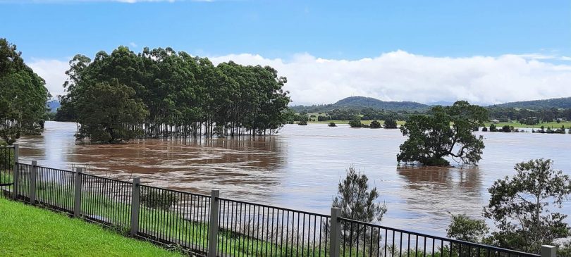 Floodwater on Peter and Tracia's doorstep on Saturday, 20 March.