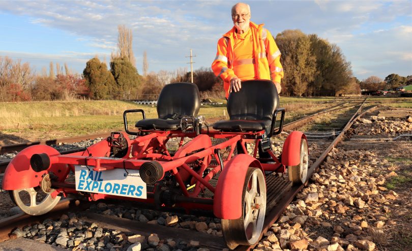 Peter Simpson and rail bike