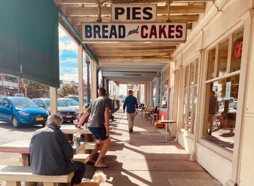 People seated outside Braidwood Bakery