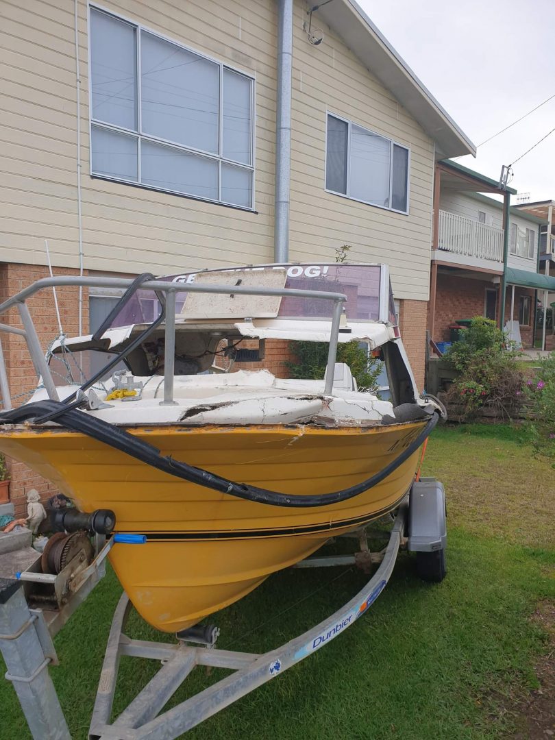 Damaged boat after accident