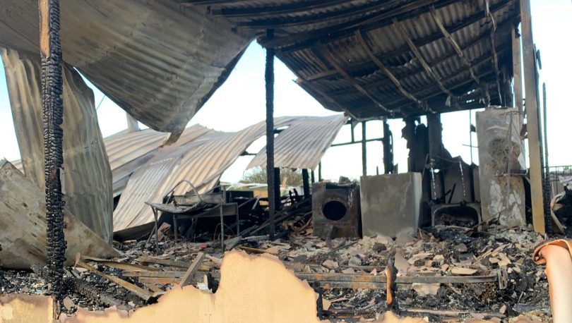 Destroyed house after fire in Wallaroo