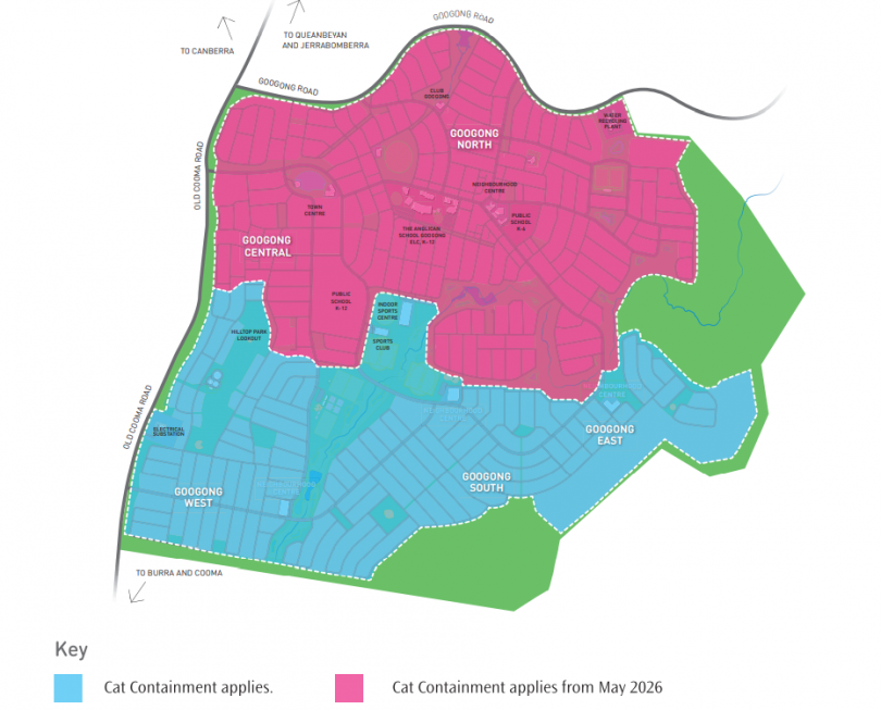 Map of cat containment area in Googong