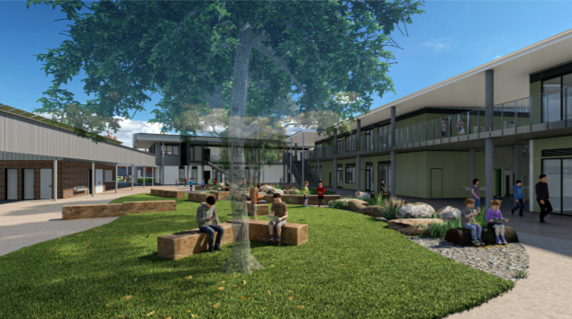 Artist's impression of outdoor area at new primary school in Murrumbateman