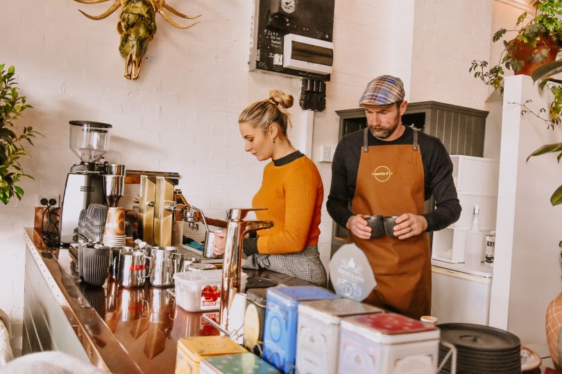 Adrian making coffee at Ensemble & Co