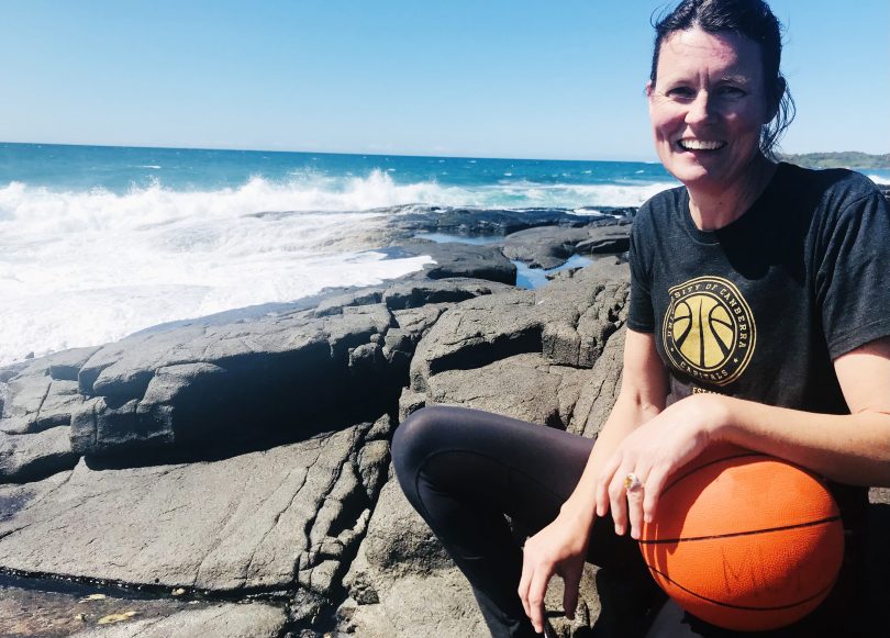 Lucille Bailie holding basketball at Bawley Point