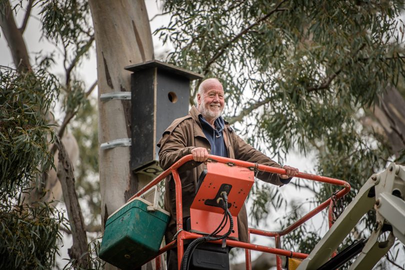 Neil Hermes in cherry picker