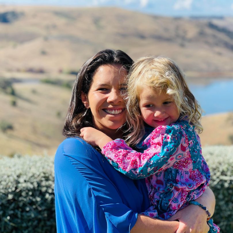 Carolina Merriman holding daughter Arabella