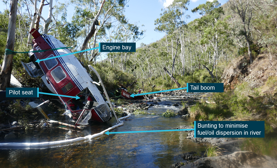 Overlay image of helicopter crash site with notes