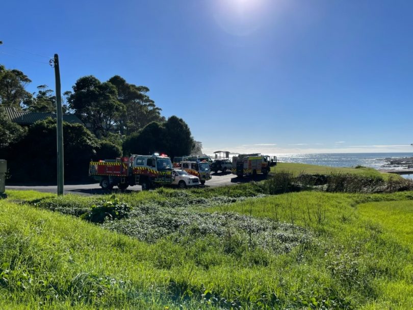 Emergency services are on scene to rescue a man in Mosquito Bay. 