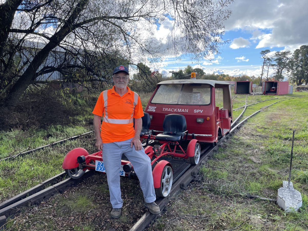 Man standing at Crookwell Railway Station