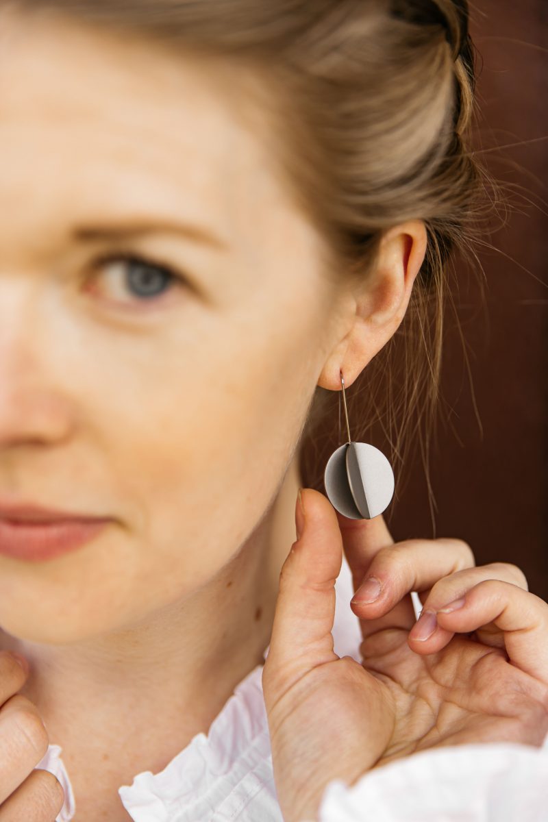 Woman wearing earrings