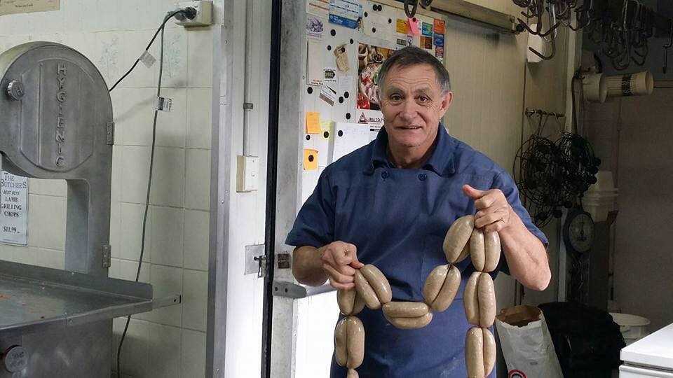 Man with sausages