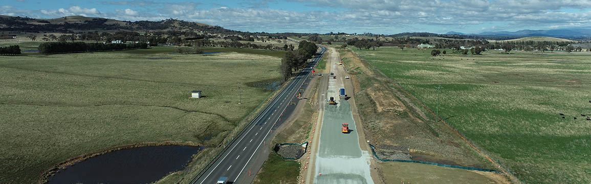 Aerial shot of roadworks