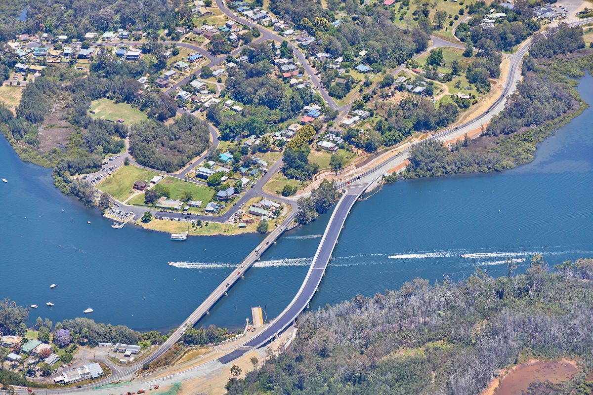 aerial view of a bridge