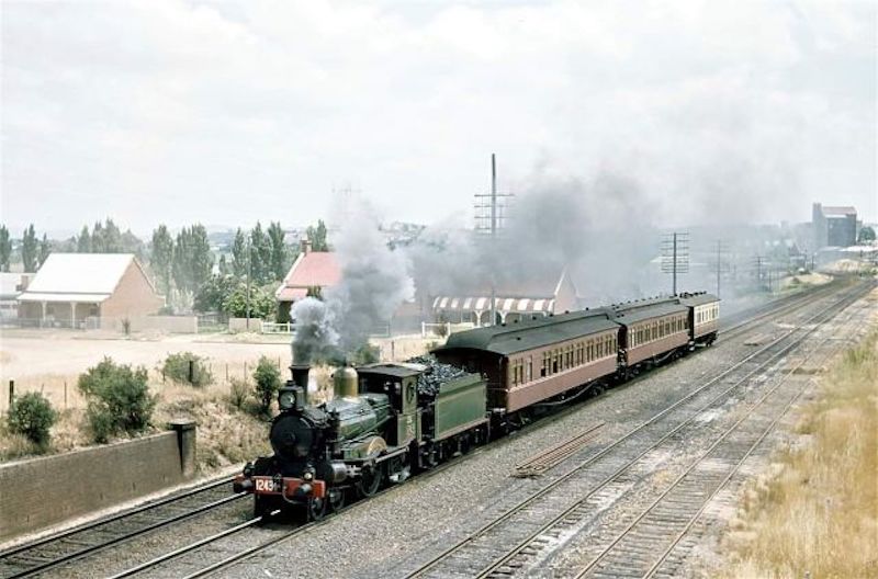 A steam train heading north out of Goulburn