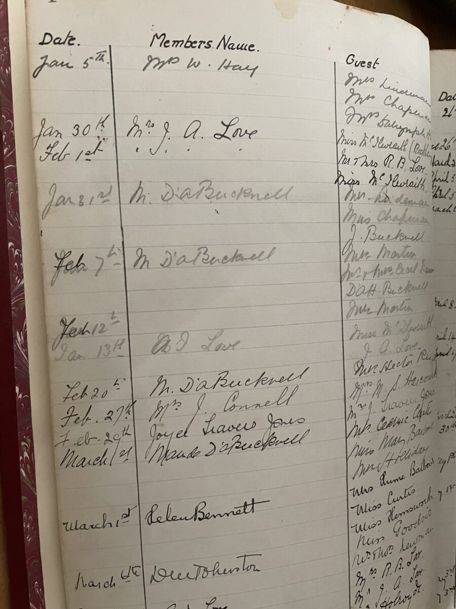 Old visitors book 