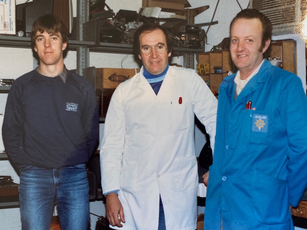 Ian Jeffrey with staff members Ian Walker and technician Ray White.