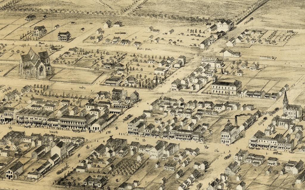 old lithograph of a town