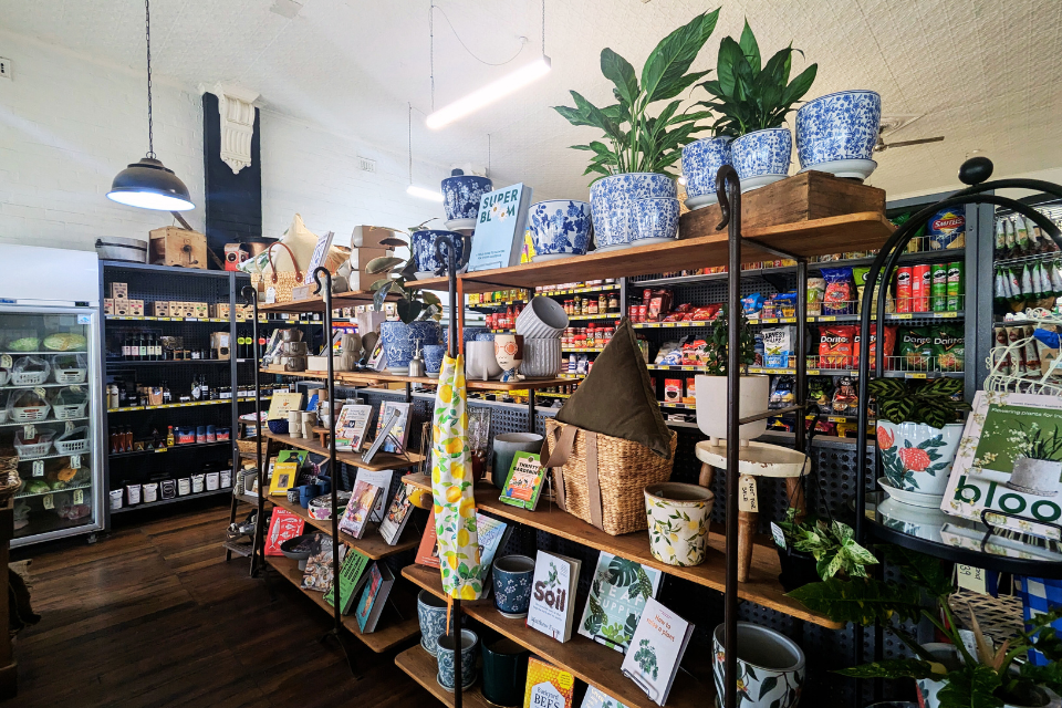 Shelves of wares in a general store