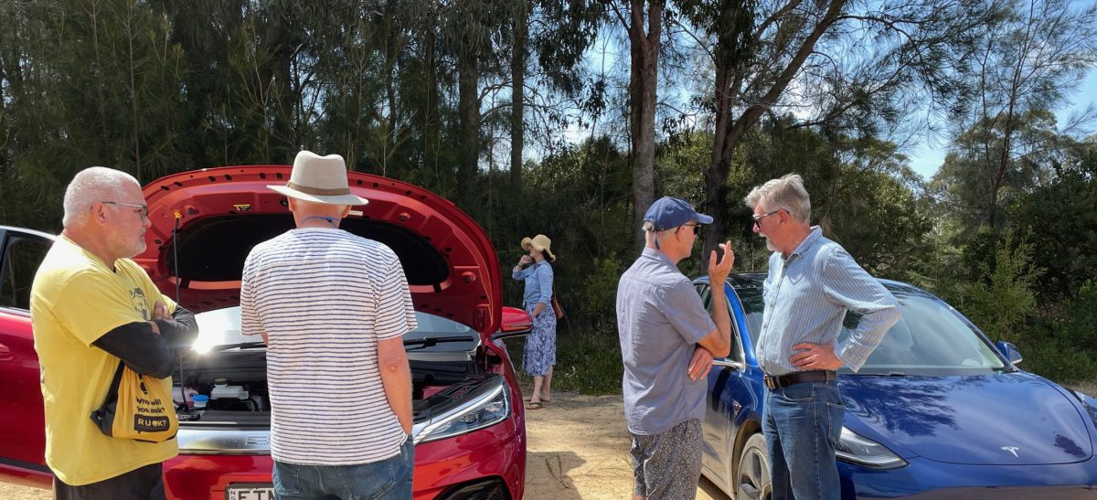 There was good attendance at a Renewable Cobargo EV Expo in Bermagui in October 2023 but Stuart Absalom worries that gaps in the fast EV charger network will deter ownership. 