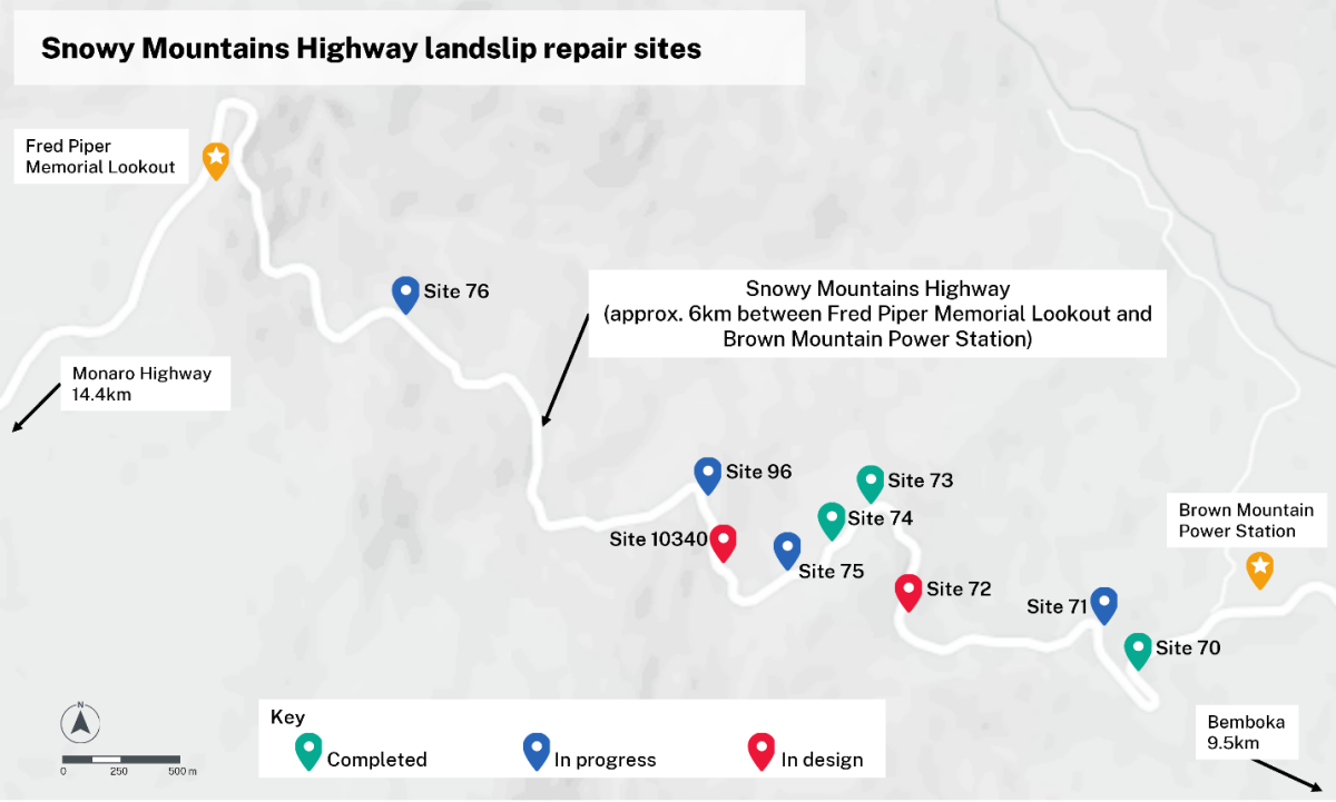 Map of landslip sites