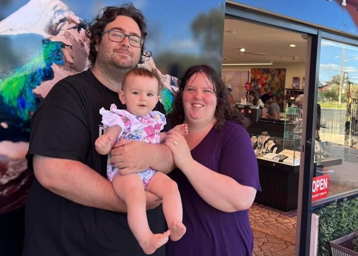 Jarrad Garner, Katherine Cross and their 21-month-old daughter Evelyn are heading to Goulburn Mulwaree Library to record their special day. 