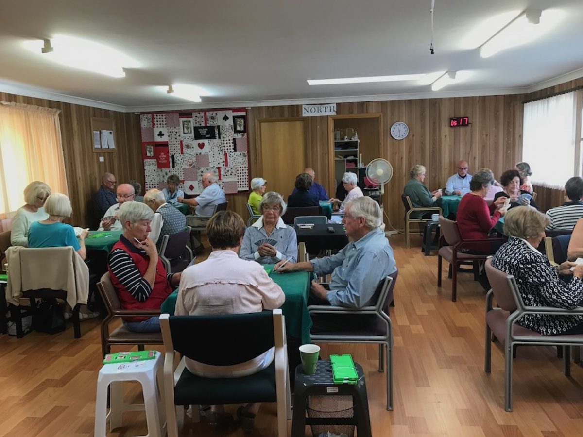 Engrossed in their cards, bridge players meet twice weekly in Goulburn. 