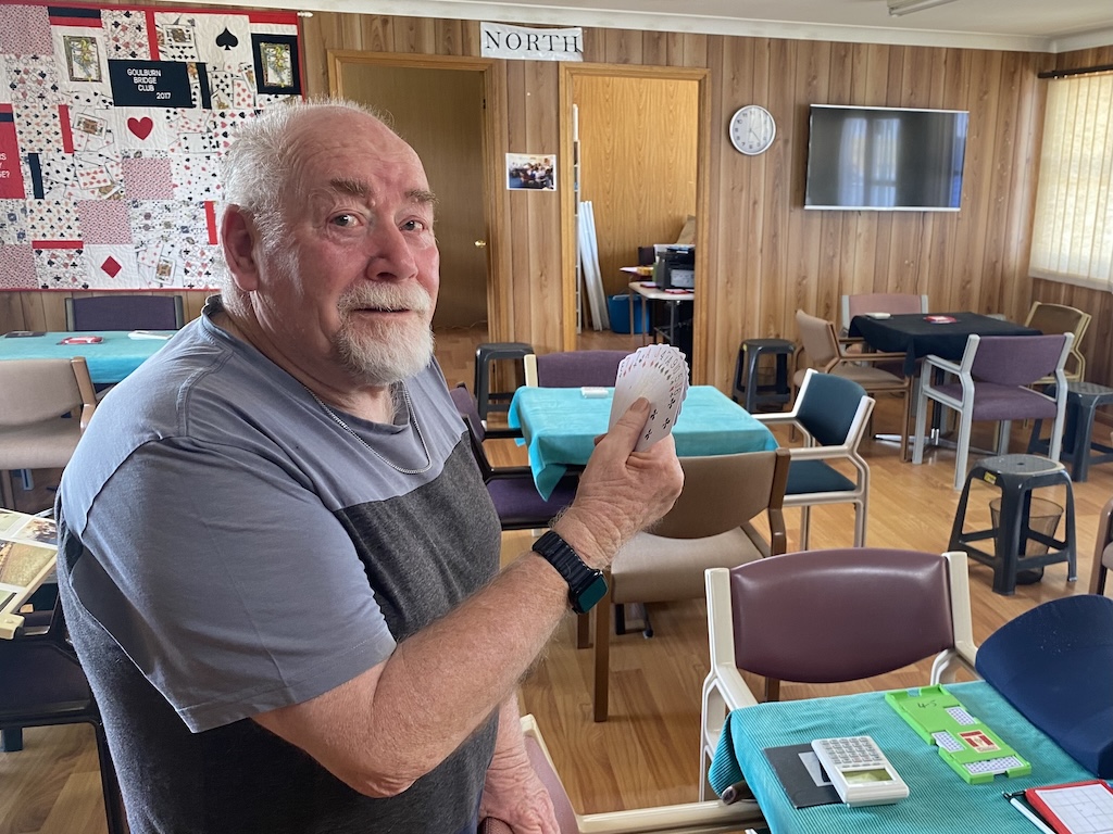 David Graham began his career at Kenmore Hospital as a nurse when he was 17 and worked there for decades in the wards. A colleague taught him bridge when he retired, and today he is the Goulburn Bridge Club’s games director, and refers affectionately to the club as his ‘ward’.