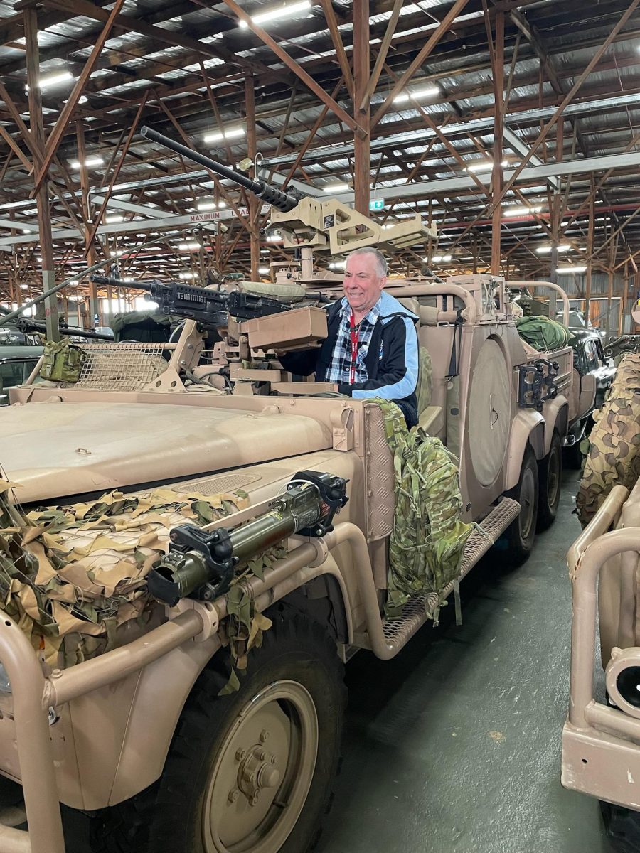 A man sitting in a tank