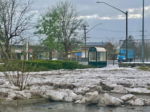 icy storm aftermath in a town