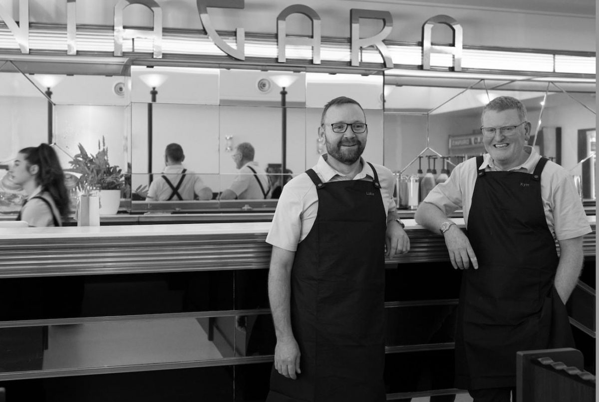 Men at a cafe counter