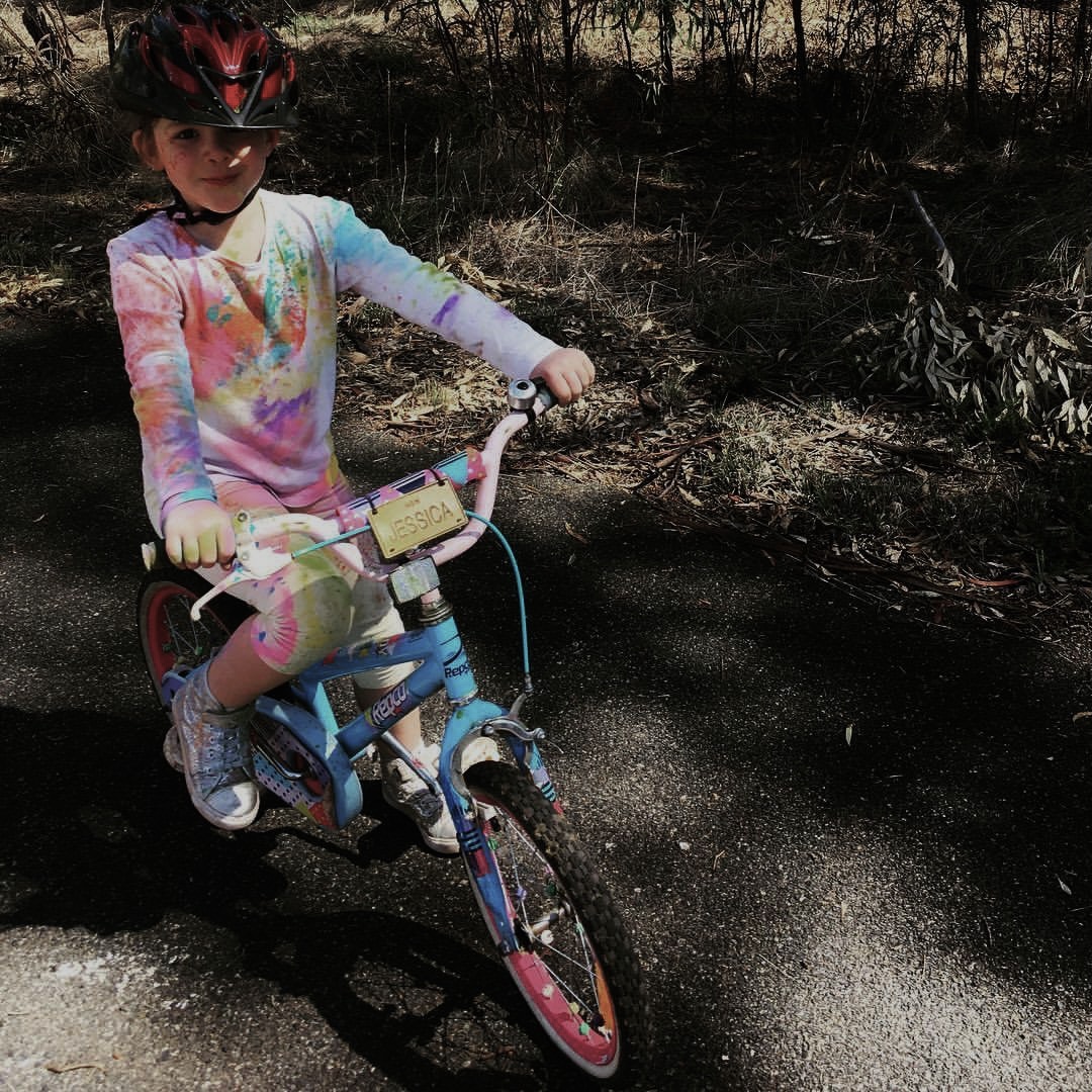 Jessica riding her bike