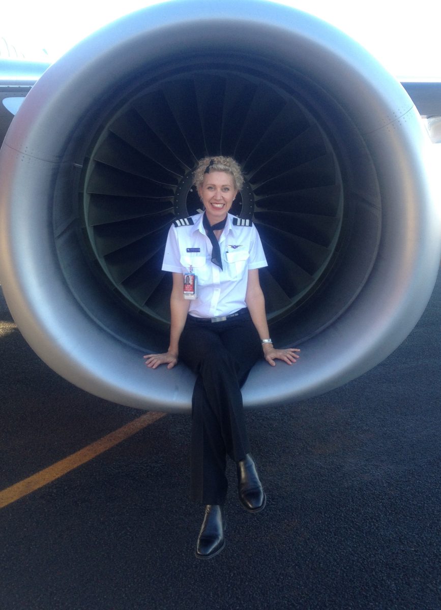 Michelle Huntington in a jet 